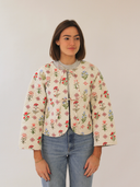 Reversible Quilted Bow Jacket | Ivory Buti