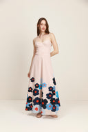 Valentina Midi Dress in Blue Red