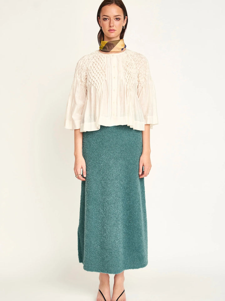 Ynez Hand Smocked Blouse in Cream