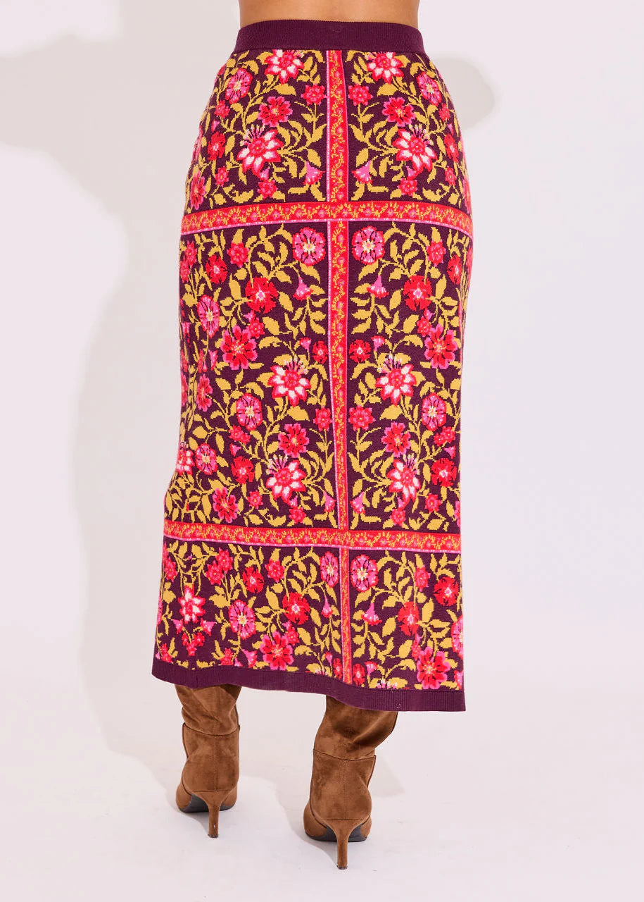 Vivian Sweater Skirt in Golden Floral