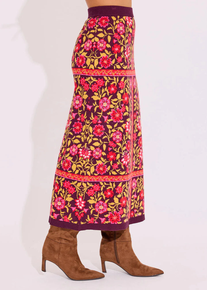 Vivian Sweater Skirt in Golden Floral