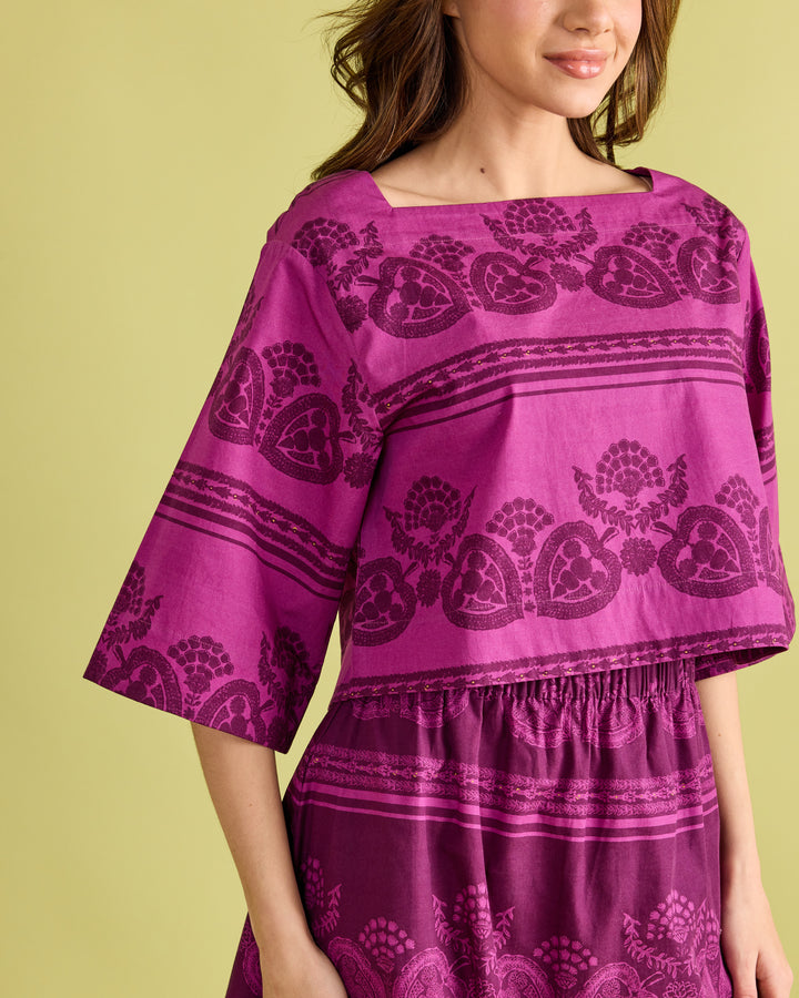 Angie Top in Garden Motif