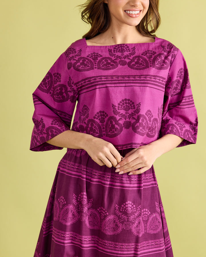 Angie Top in Garden Motif