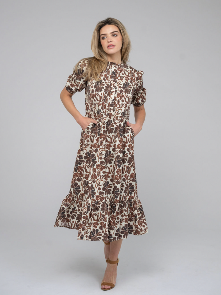 SAMPLE | The Annika Dress | Brown Flower Power | Small