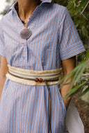 Banks Dress in Driftwood Blue Stripe