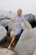 Banks Dress in Driftwood Blue Stripe