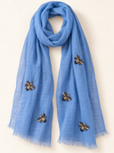 Blue Bee Wool Scarf