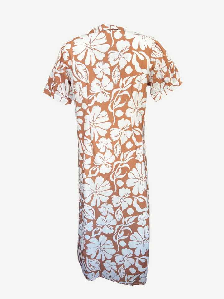 SAMPLE | The Kris Dress | Big Tan Flower Power  | Small