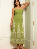 Carlie Midi Dress in Green Lace