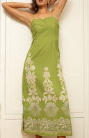 Carlie Midi Dress in Green Lace