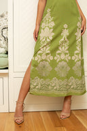 Carlie Midi Dress in Green Lace