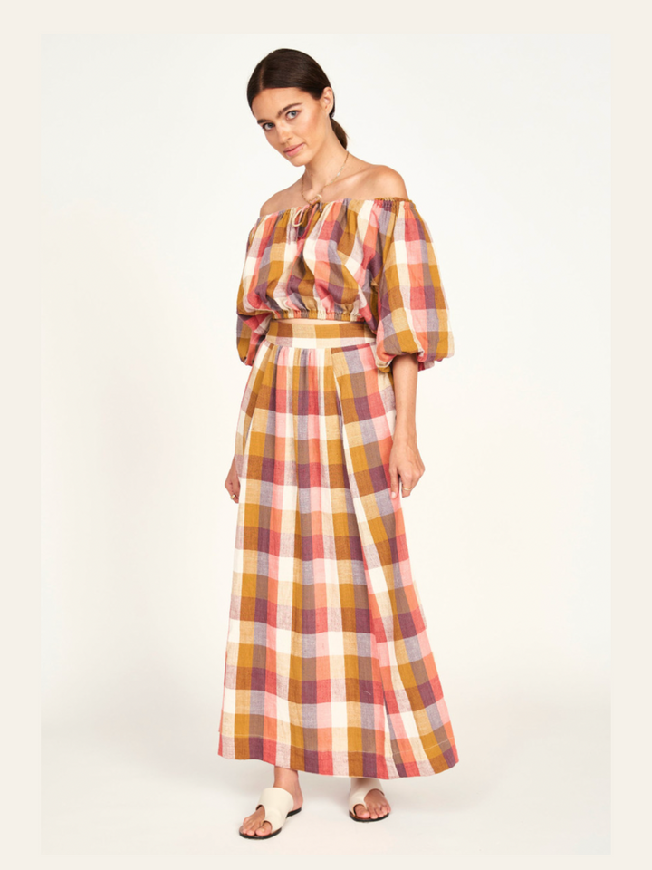 Marion Skirt in Sunset Plaid