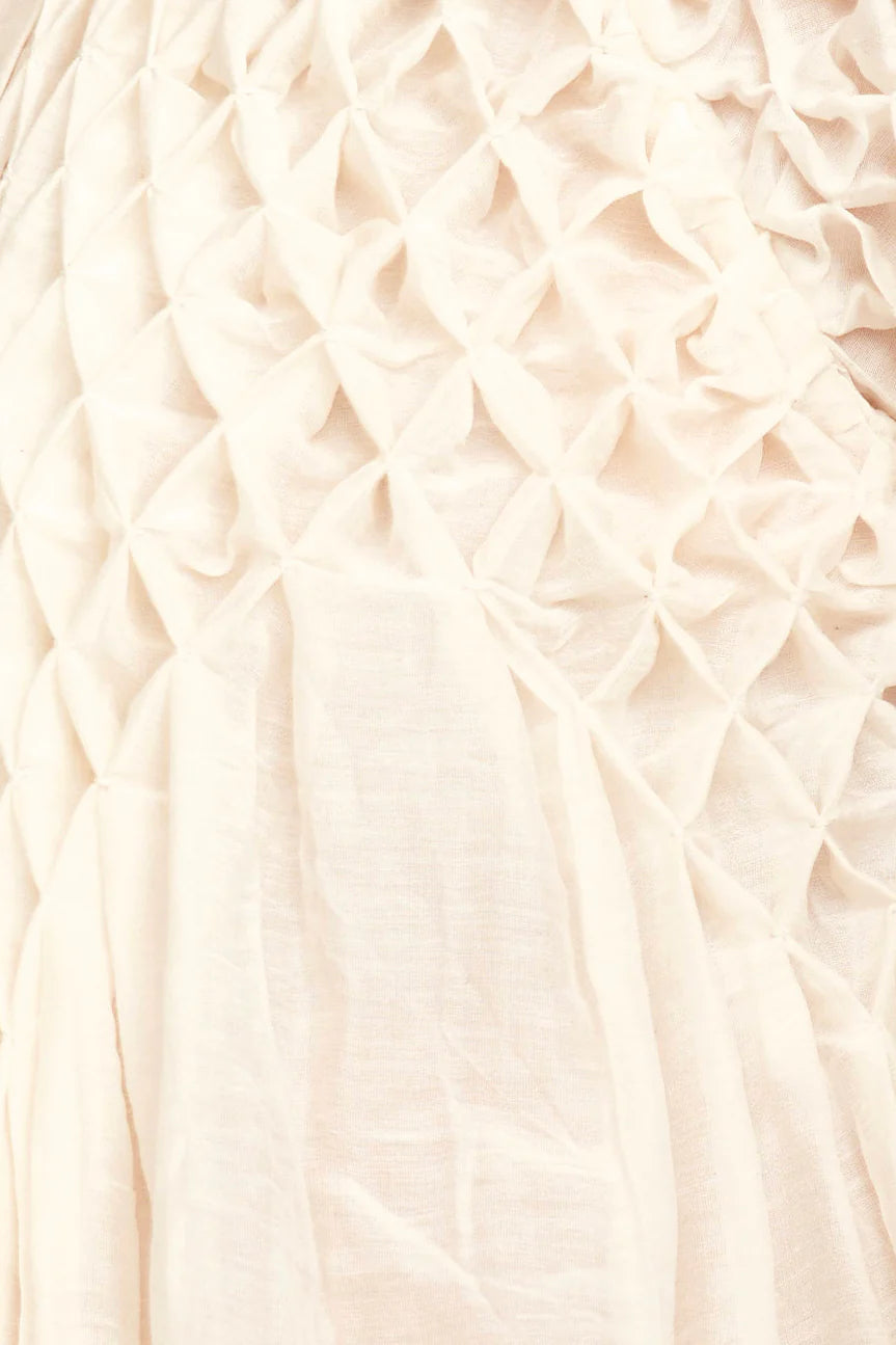 Ynez Hand Smocked Blouse in Cream