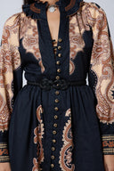 Lumi Dress in Onyx Black with Rust