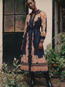 Lumi Dress in Onyx Black with Rust