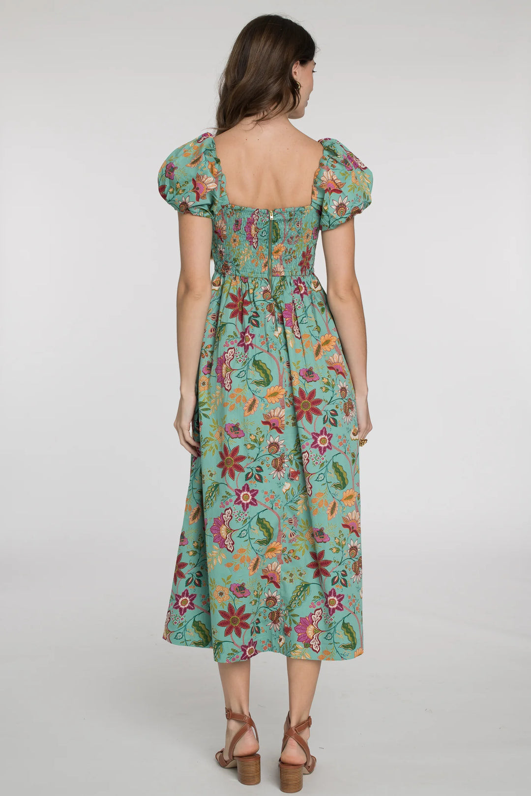 Allie Dress in Exotic Flower Aquamarine