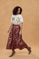 Bernie Printed Skirt in Cherry Lacquer