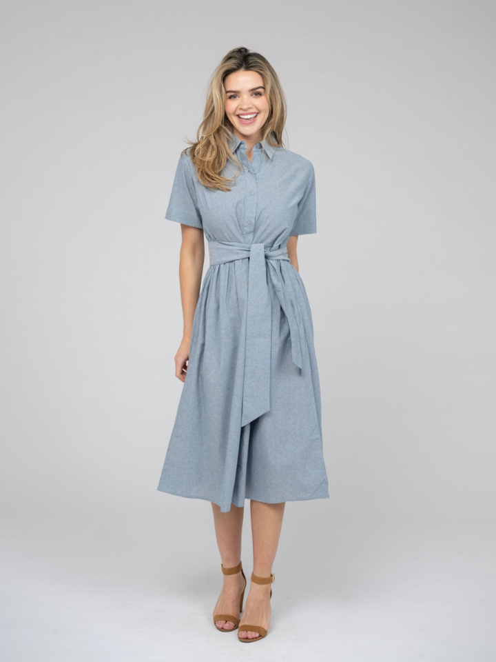 SAMPLE | The Elle Midi Dress | Chambray | Small