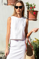 Emerson Fry Top Studio Boxy Top in Ivory Linen
