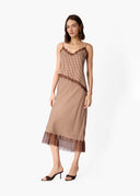 Sharon Midi Skirt in Brown Gingham