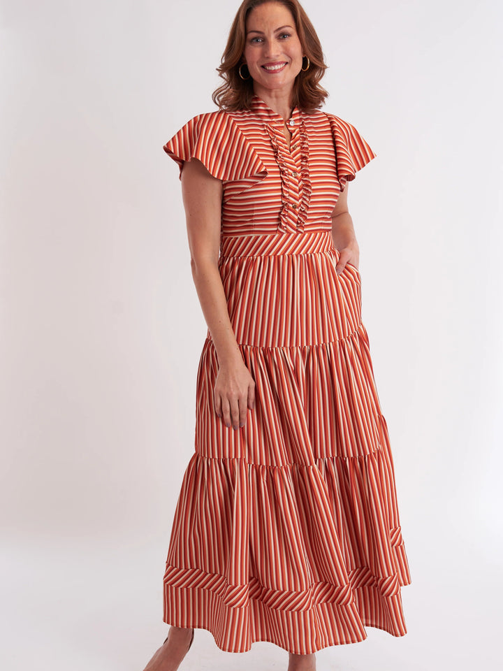 Doon Dress in Terracotta Stripe