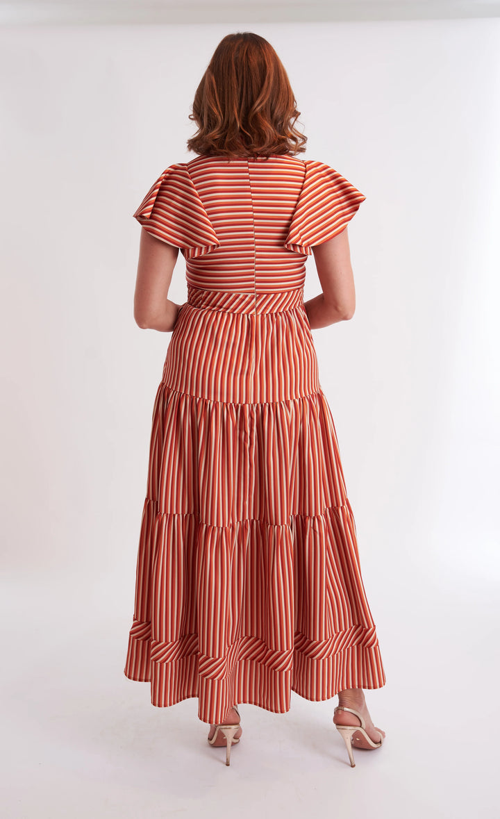 Doon Dress in Terracotta Stripe