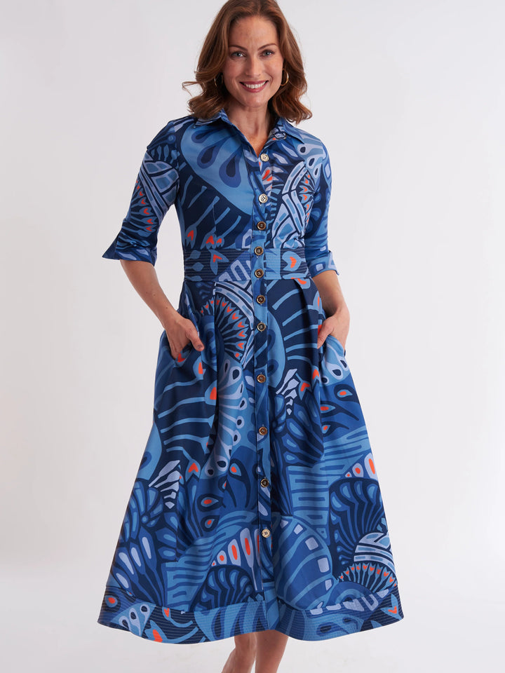 Monaco Dress in Paddle Ocean Fog