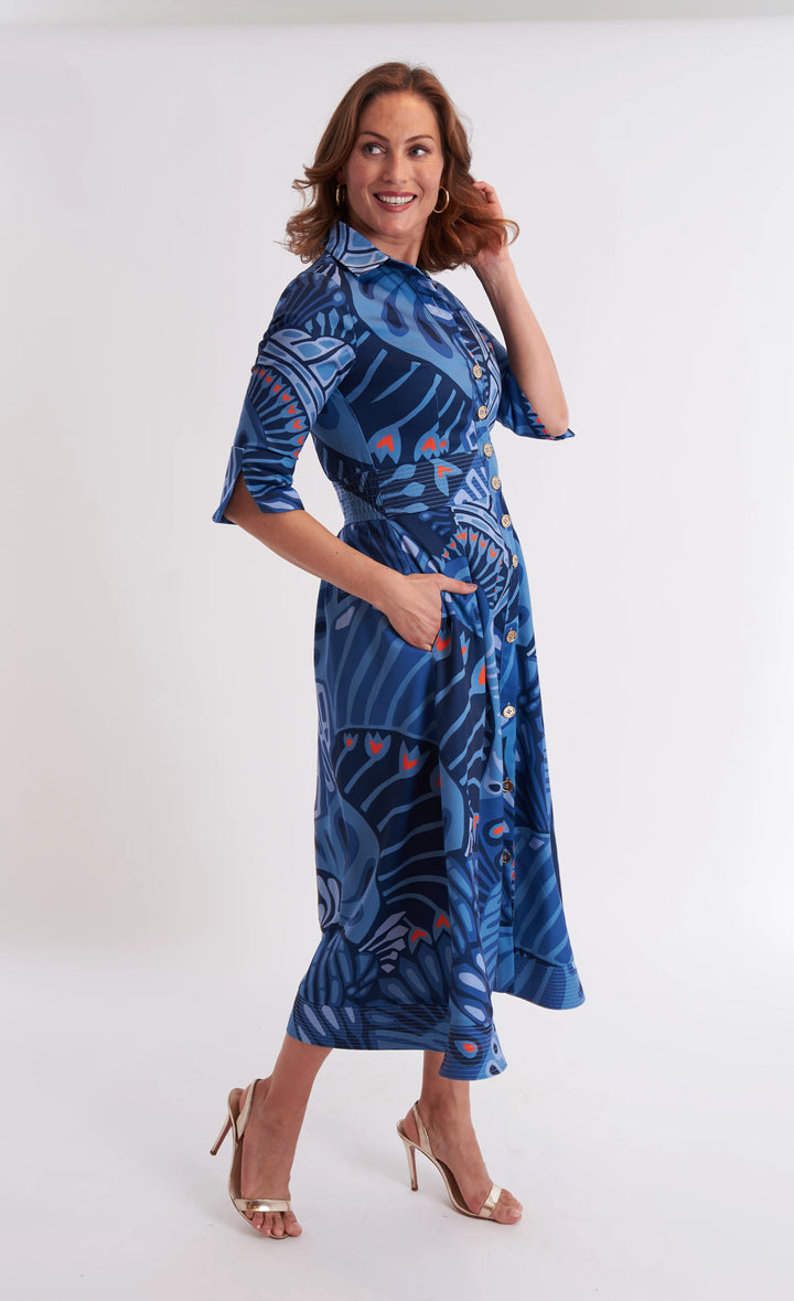 Monaco Dress in Paddle Ocean Fog