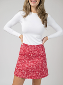 The Yara Quilted Mini Skirt in Jaipur Ruby