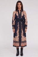 Lumi Dress in Onyx Black with Rust