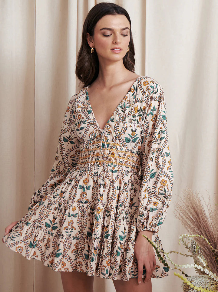 Gale Marigold Tile Mini Dress