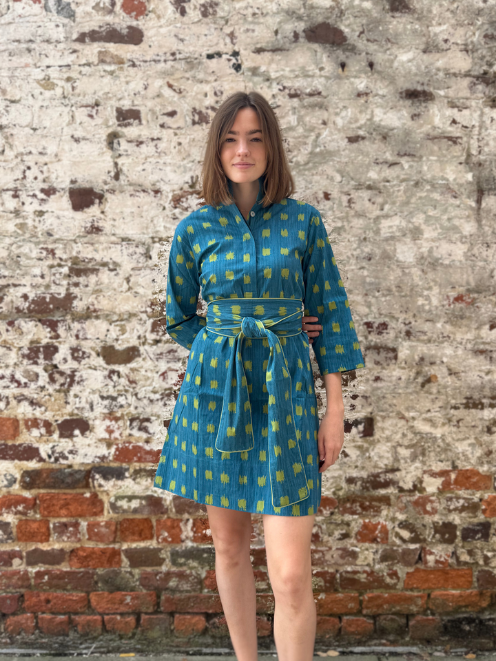 Arden Dress in Dotted Grasscloth