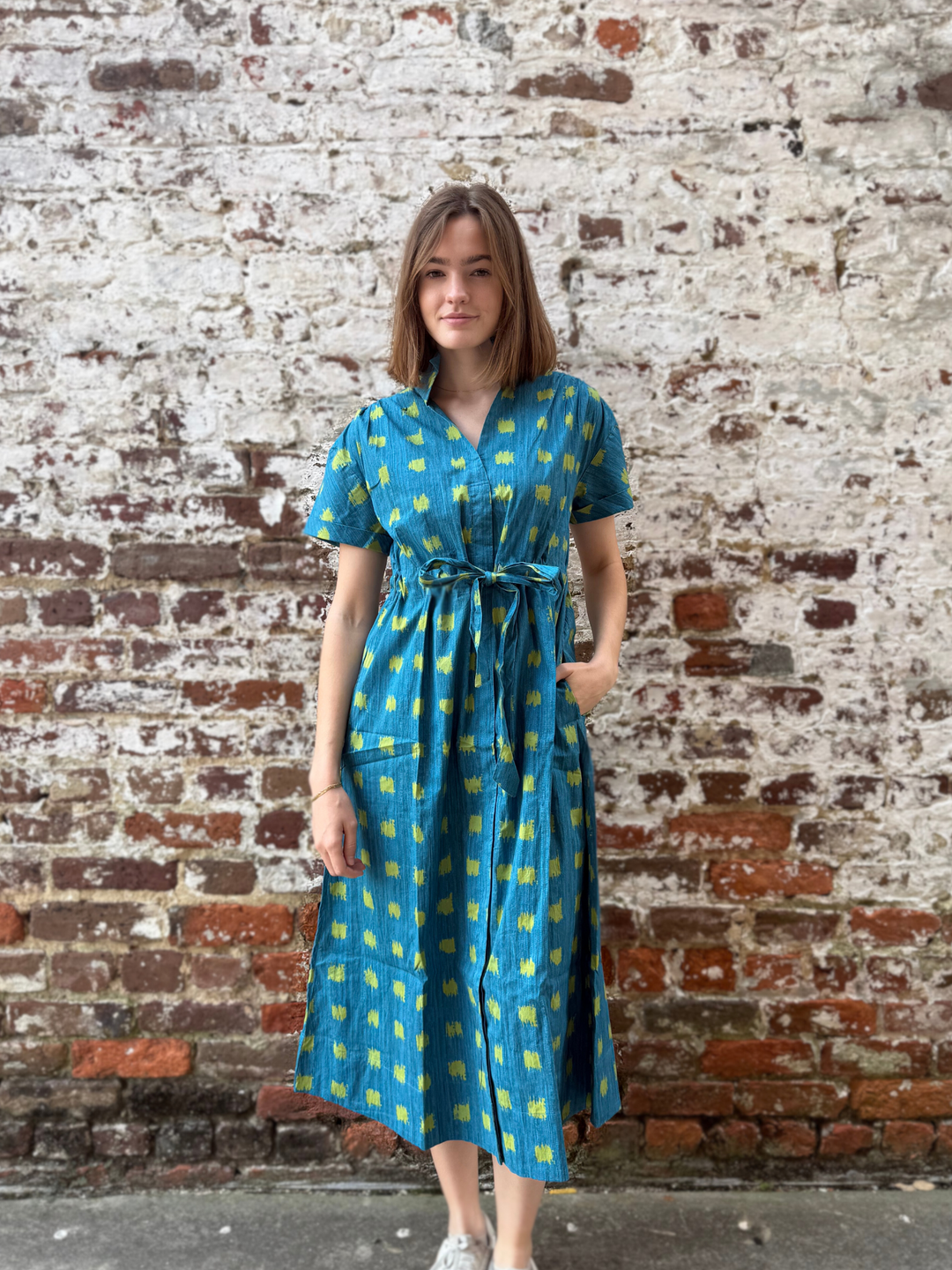 Bria Dress in Dotted Grasscloth