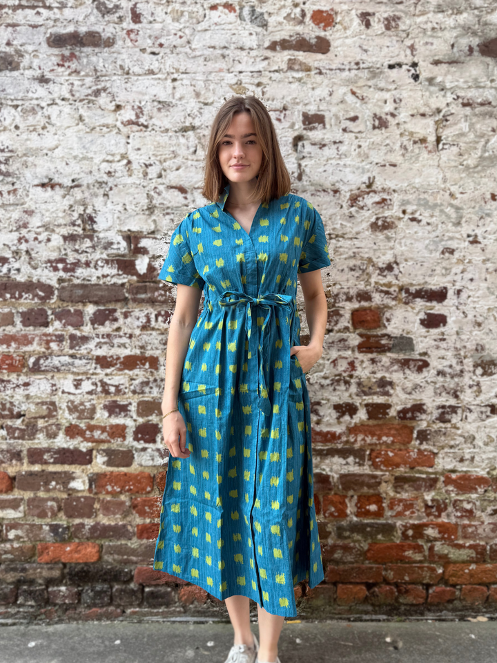 Bria Dress in Dotted Grasscloth