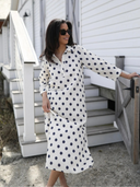 The Sara Dress in Navy Polka Dot