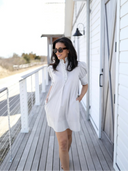 The Westport Dress in Black Pinstripe