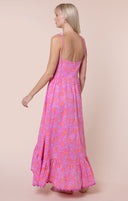 Pink Floral Print Hi-Lo Dress