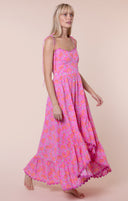 Pink Floral Print Hi-Lo Dress