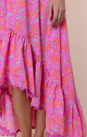 Pink Floral Print Hi-Lo Dress
