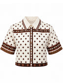 Jamie Shirt in Ivory& Rust Dot