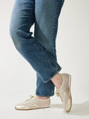 Kiah Casual Sneaker in Cream Mesh and Metallic Gold Leather