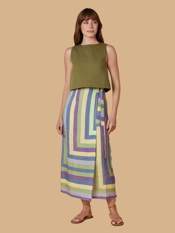 Leigh Wrap Skirt in Plaza