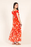 Suzanne Long Dress in Coral Palm