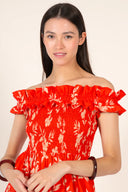 Suzanne Long Dress in Coral Palm