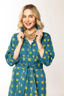 Arden Dress in Dotted Grasscloth