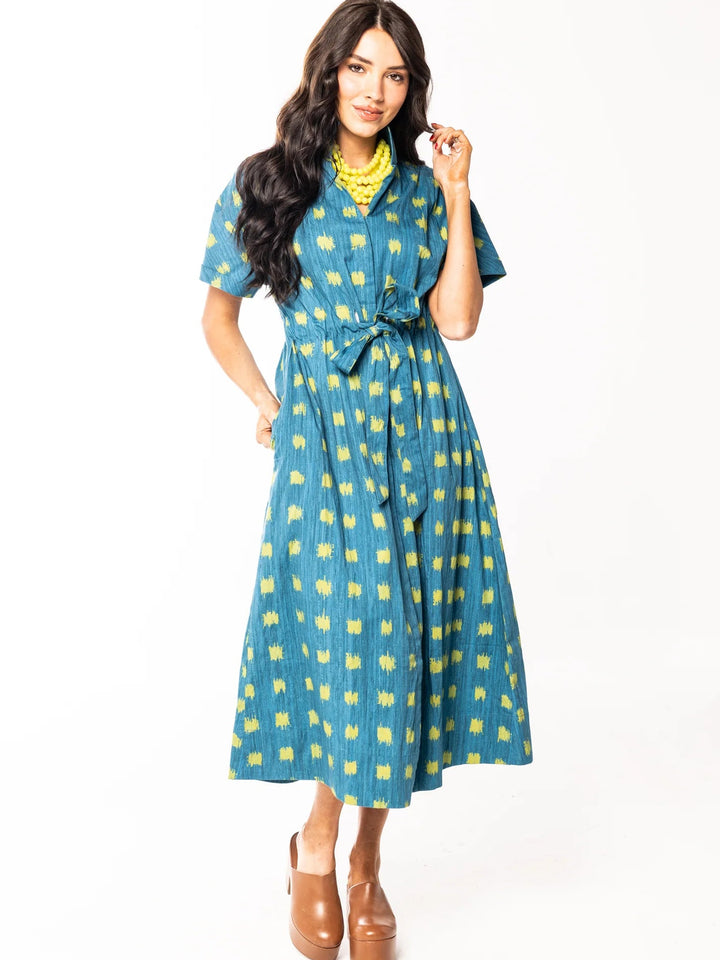 Bria Dress in Dotted Grasscloth