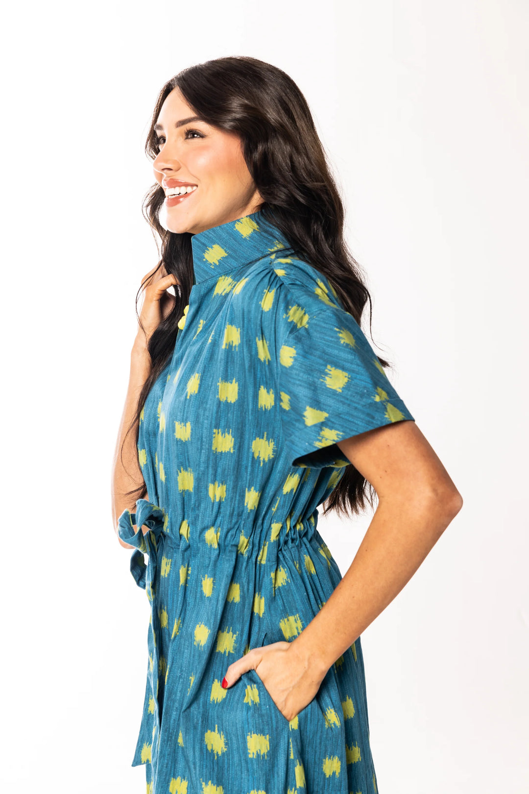 Bria Dress in Dotted Grasscloth