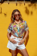 Amber Top in Petunia Patchwork