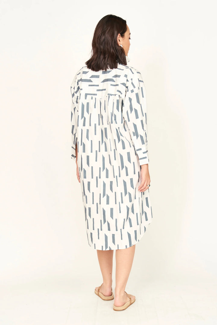 Kyoto House Dress in White Rainfall