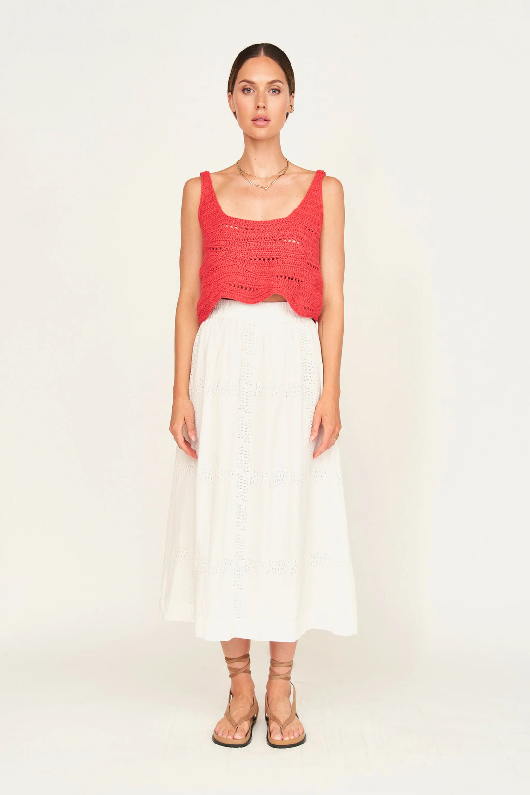 Verona Skirt in White Marine Eyelet
